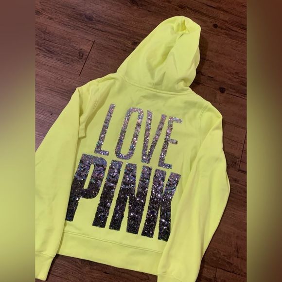 PINK VS NEON IRIDESCENT BLING HOODIE/ YOGA LEGGINGS PANTS OUTFIT M/S - Picture 8 of 11